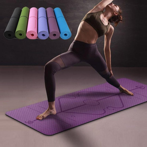 Non-Slip TPE Yoga Mat with Position Line