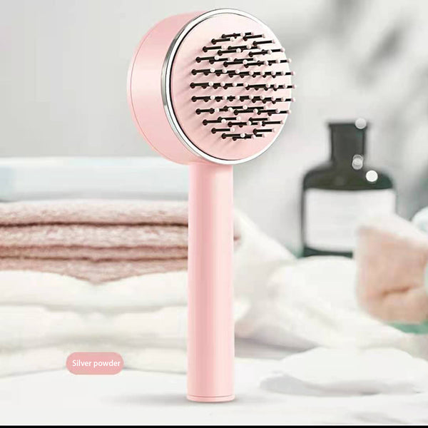 One-Key Self-Cleaning Hair Brush – Anti-Static Detangling & Scalp Massage Comb for Curly and Straight Hair