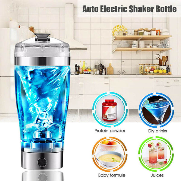 USB Electric Protein Shaker & Blender Bottle for Smooth Shakes, Coffee & More