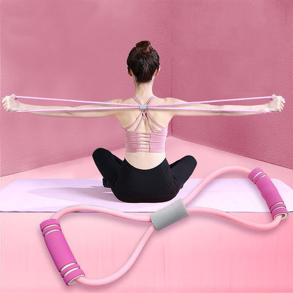 Figure 8 Elastic Resistance Band – Arm & Upper Body Stretching Fitness Strap for Home Workouts