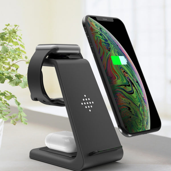 3-in-1 Fast Charging Station – Wireless Charger Dock & Phone Stand
