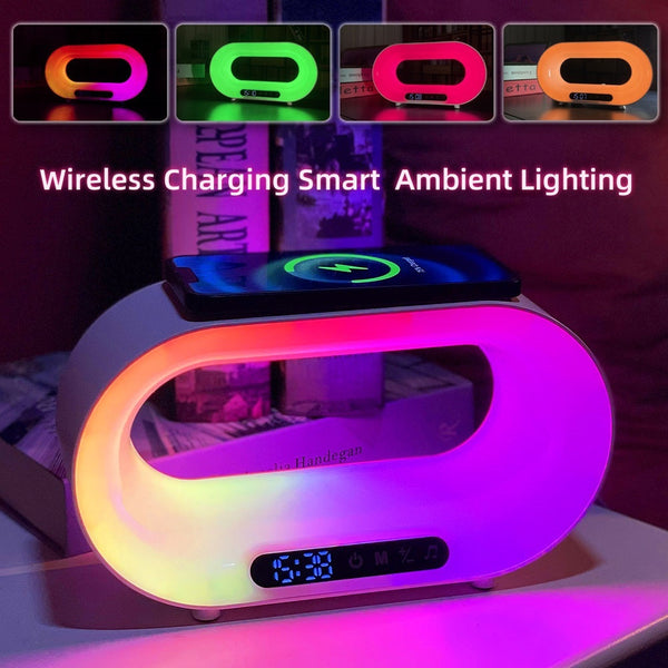 3-in-1 Smart LED Night Light with Wireless Charger & Alarm Clock