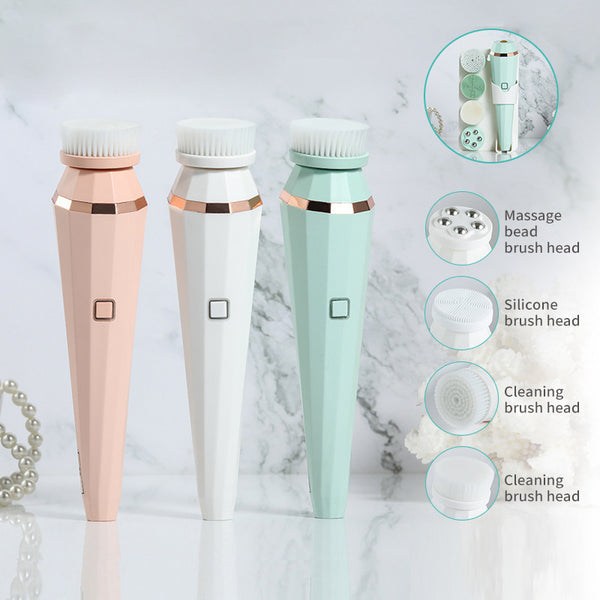 4-in-1 Electric Facial Cleansing Brush – USB Rechargeable Deep Pore Cleaner, Soft Face Massager & Exfoliating Skin Care Device