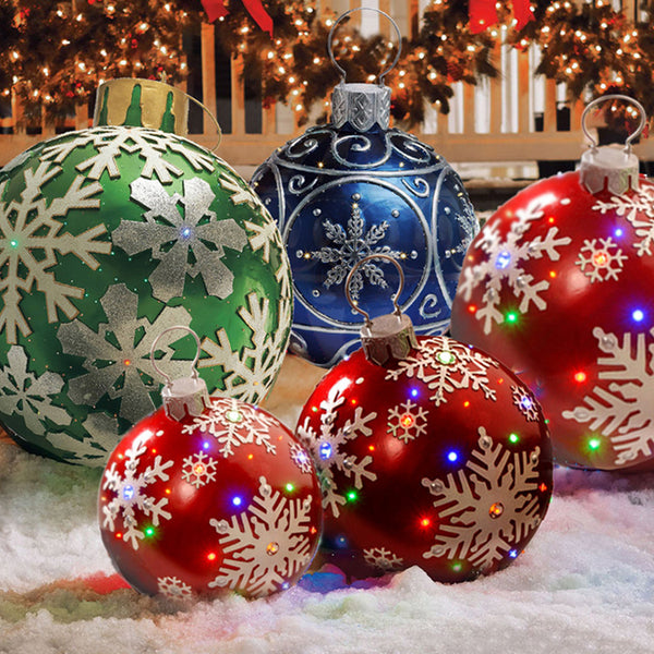 60CM Inflatable Christmas Ornament Ball – Giant Outdoor PVC Holiday Decoration for Trees & Yards