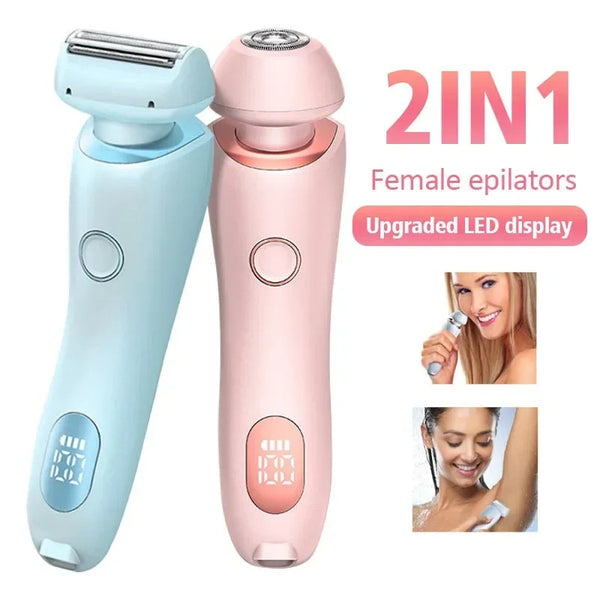 2-in-1 USB Rechargeable Hair Removal Epilator & Trimmer – Women’s Body, Face, Leg, Bikini, and Armpit Shaver