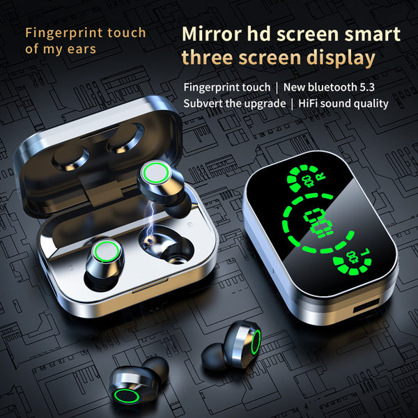 Smart TWS Earbuds – Wireless Bluetooth with Digital Display & Breathing Light